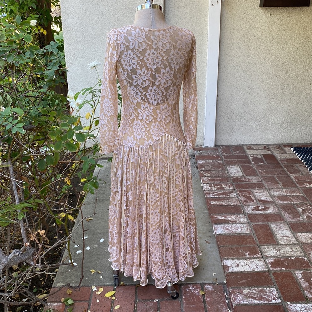 FINAL FRENCH ROSE VINTAGE LACE DRESS - Picture 6 of 15